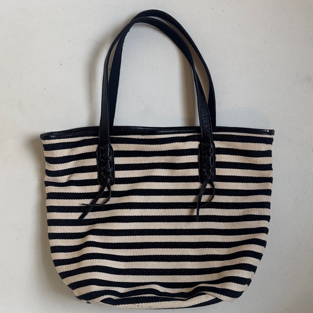 Stylish Striped Tote Bag in Black and Cream